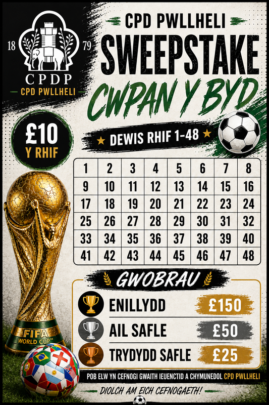 Tocyn Sweepstake Cwpan y Byd CPD Pwllheli